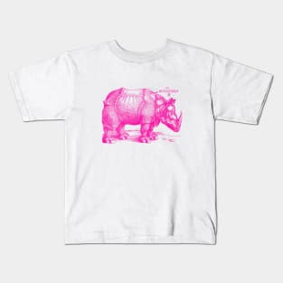 Albrecht Durer's Rhinoceros in Pink Kids T-Shirt